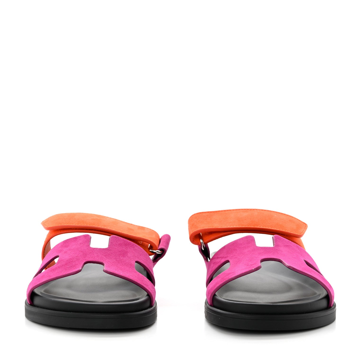 Hermes Suede Goatskin Womens Chypre Sandals 36.5 Rose Chapas Orange Synthetique 2 of 10
