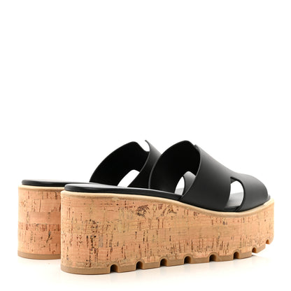 Hermes Calfskin Cork Eze 30 Sandals 38 Black 4 of 8