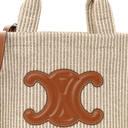 Celine Canvas Calfskin Striped Triomphe Small Cabas Beige 8 of 12