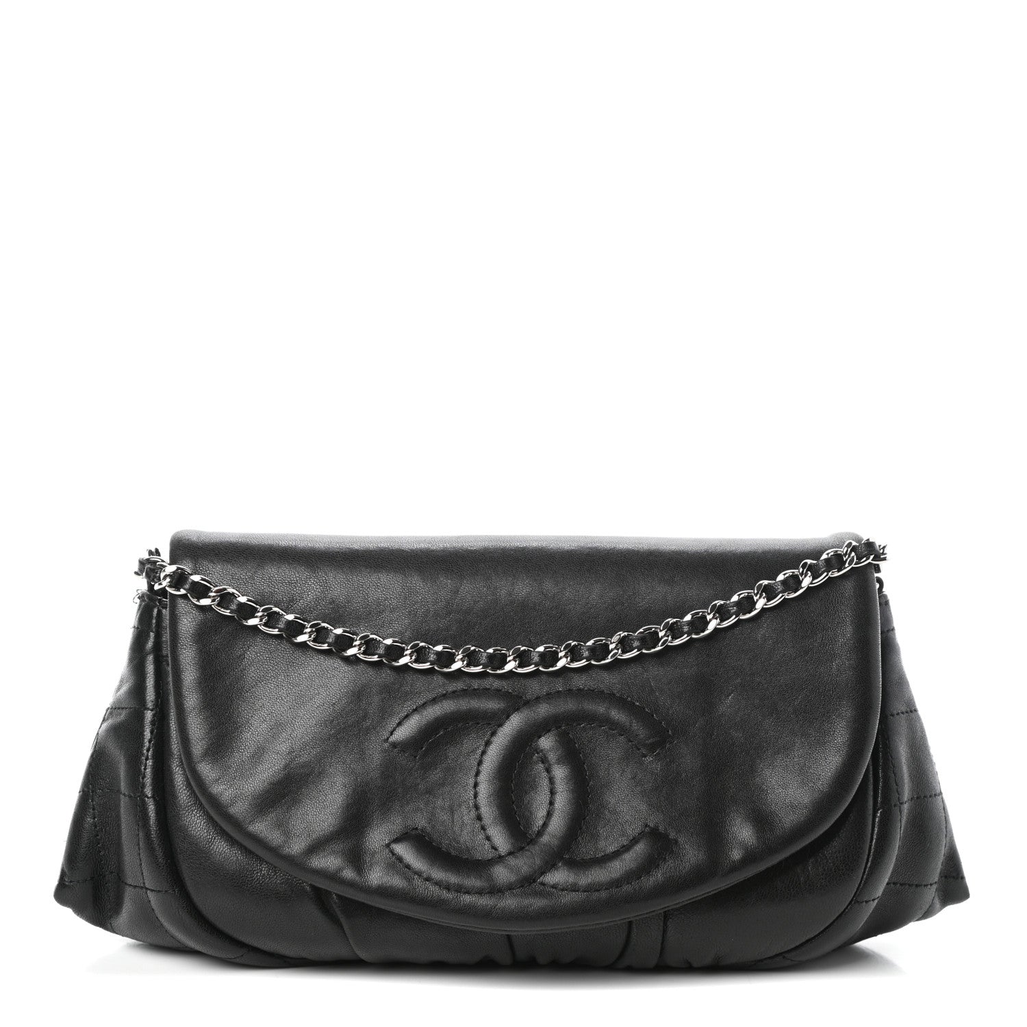 Chanel Lambskin Half Moon Wallet On Chain WOC Black 1 of 11