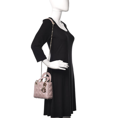 Christian Dior Metallic Lambskin Cannage Mini Lady Dior Lotus 2 of 12