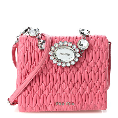 Miu Miu Nappa Matelasse Crystal Flap Clutch Pink 1 of 8