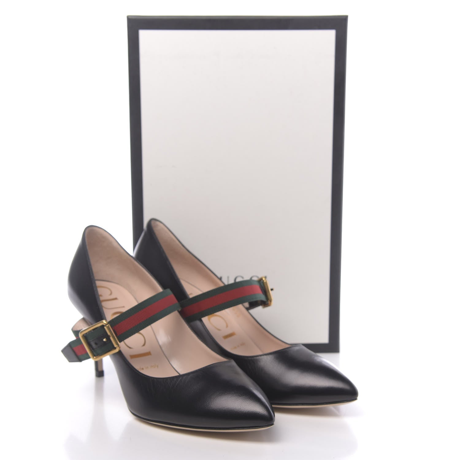 Gucci Calfskin Sylvie Mid Heel Pumps 38.5 Black 9 of 9