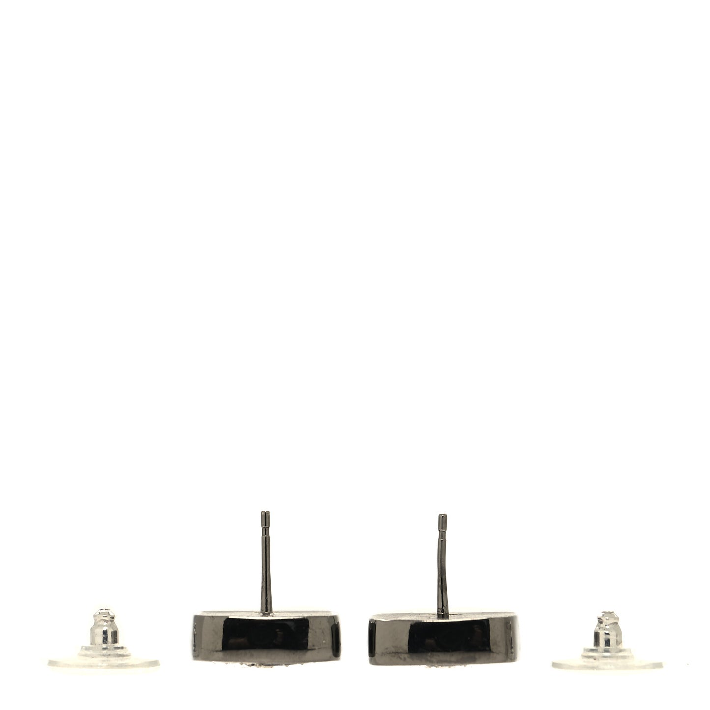 Enamel Strass CC Earrings Black