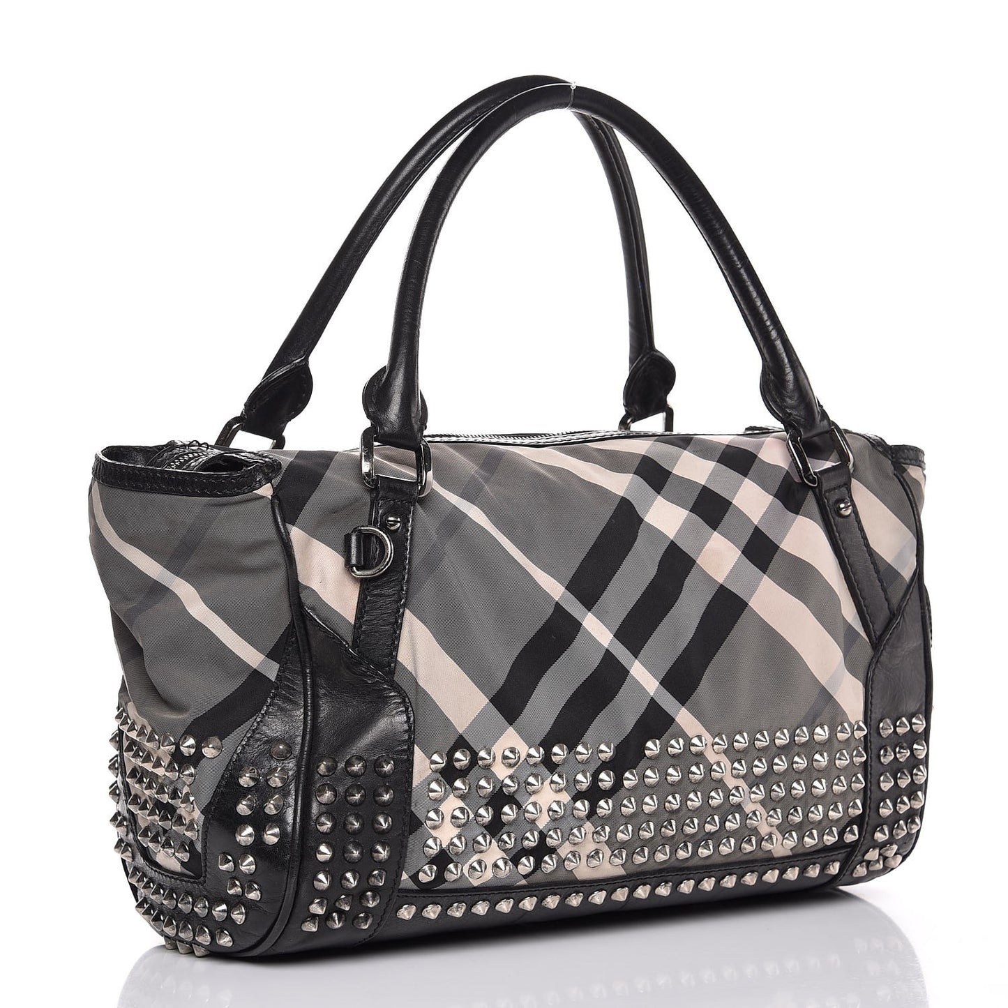 Nylon Beat Check Studded Medium Edenham Satchel Black