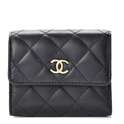 Chanel Lambskin Quilted Small Compact Wallet Black 1 of 11