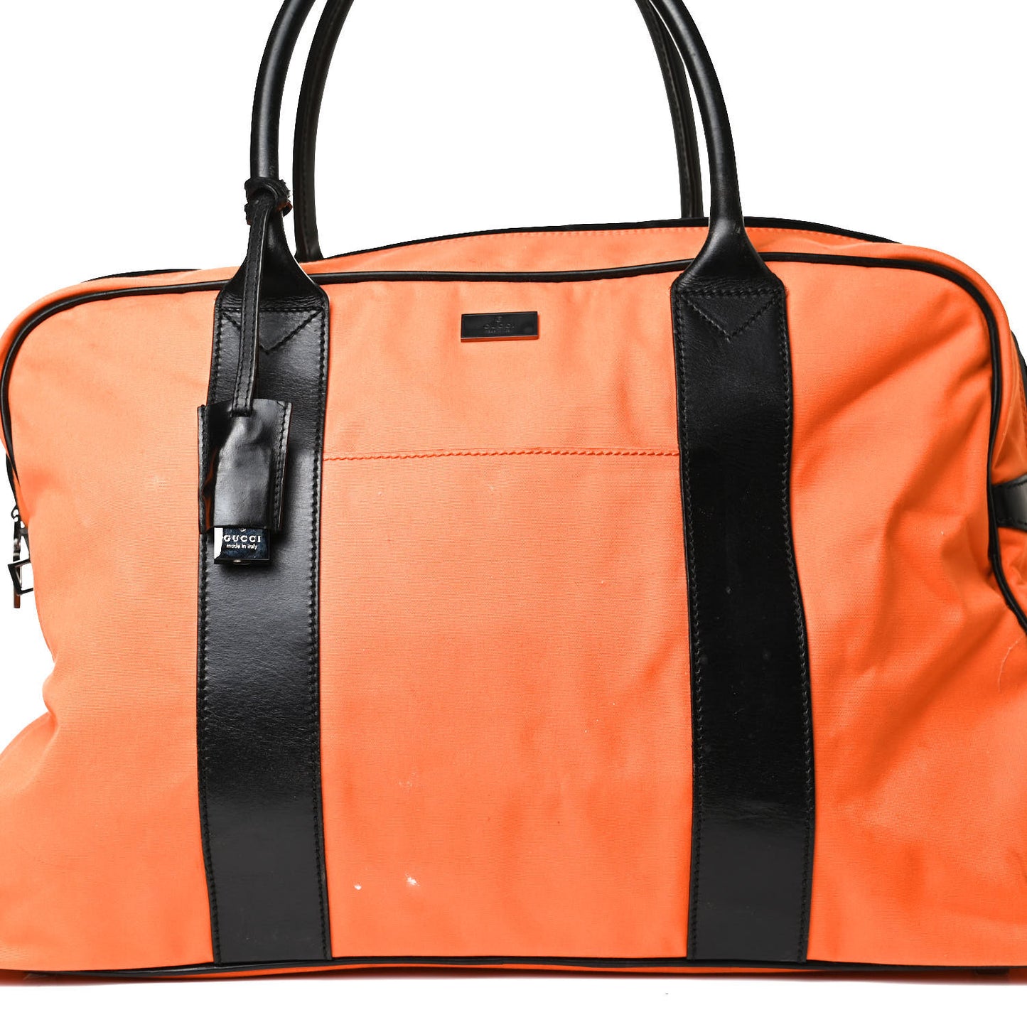 Nylon Calfskin Duffle Bag Orange