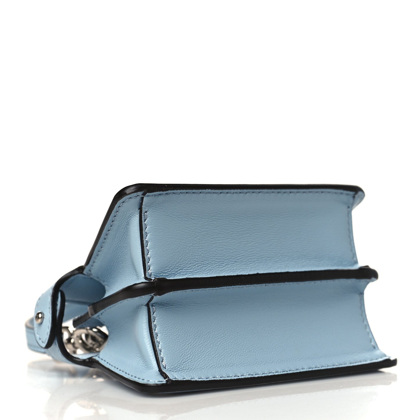 Shiny Nappa Nano Peekaboo Maxi Handle Satchel Azzurro Baby