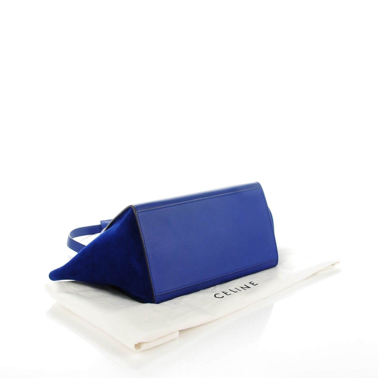 Drummed Calfskin Suede Medium Trapeze Indigo
