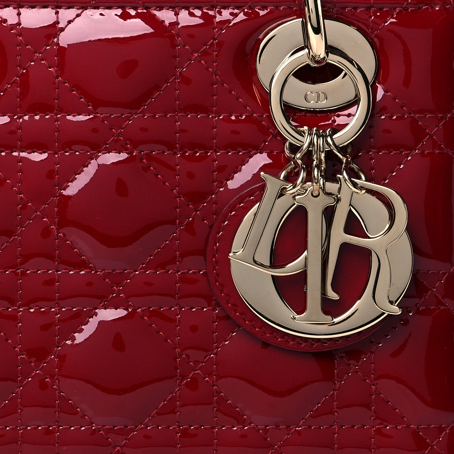 Christian Dior Patent Cannage Small Lady Dior Cherry Red 7 of 10