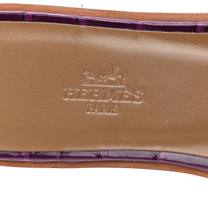 Hermes Shiny Alligator Oran Sandals 36 Amethyst 7 of 7