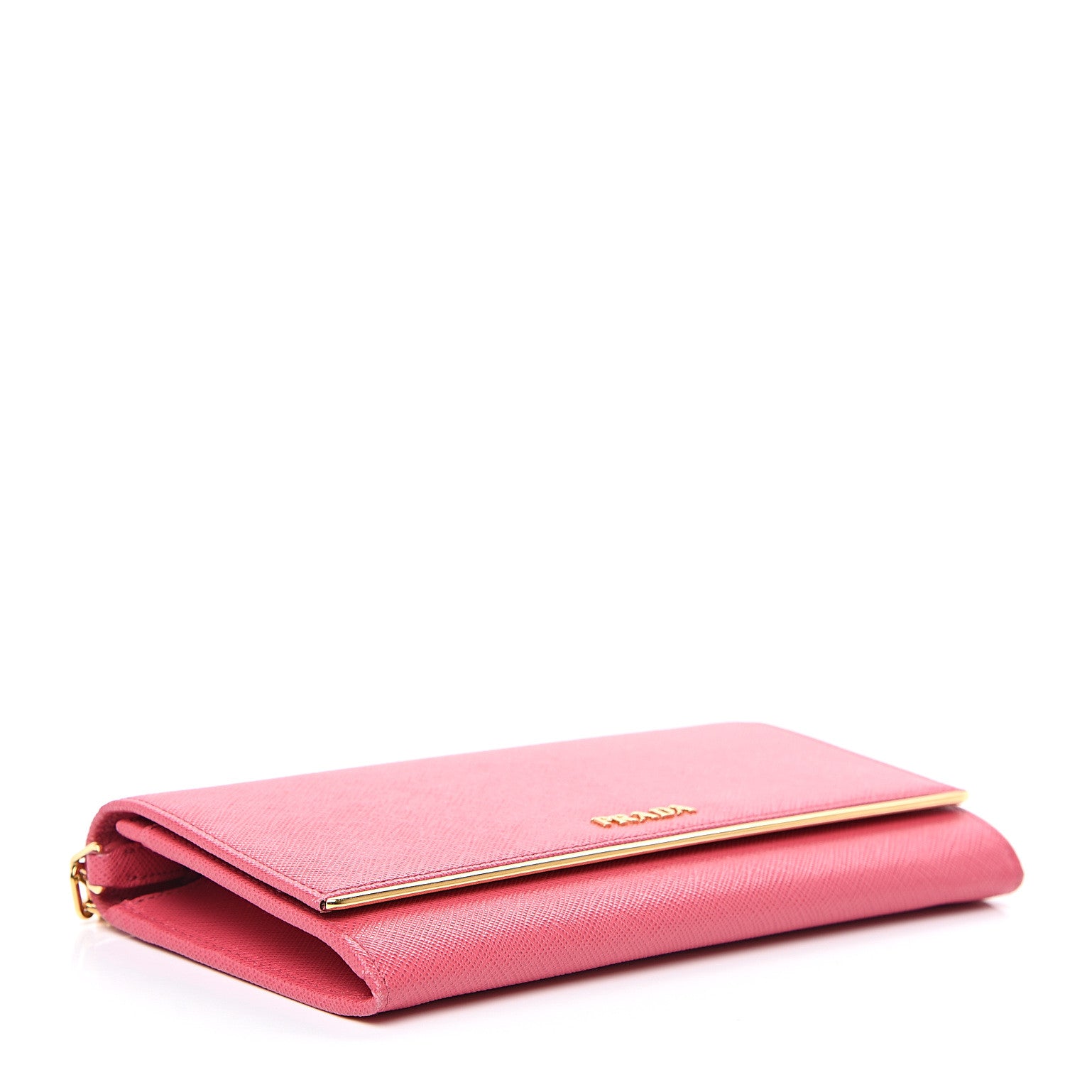 Prada Saffiano Metal Bar Chain Wallet Peonia 3 of 10