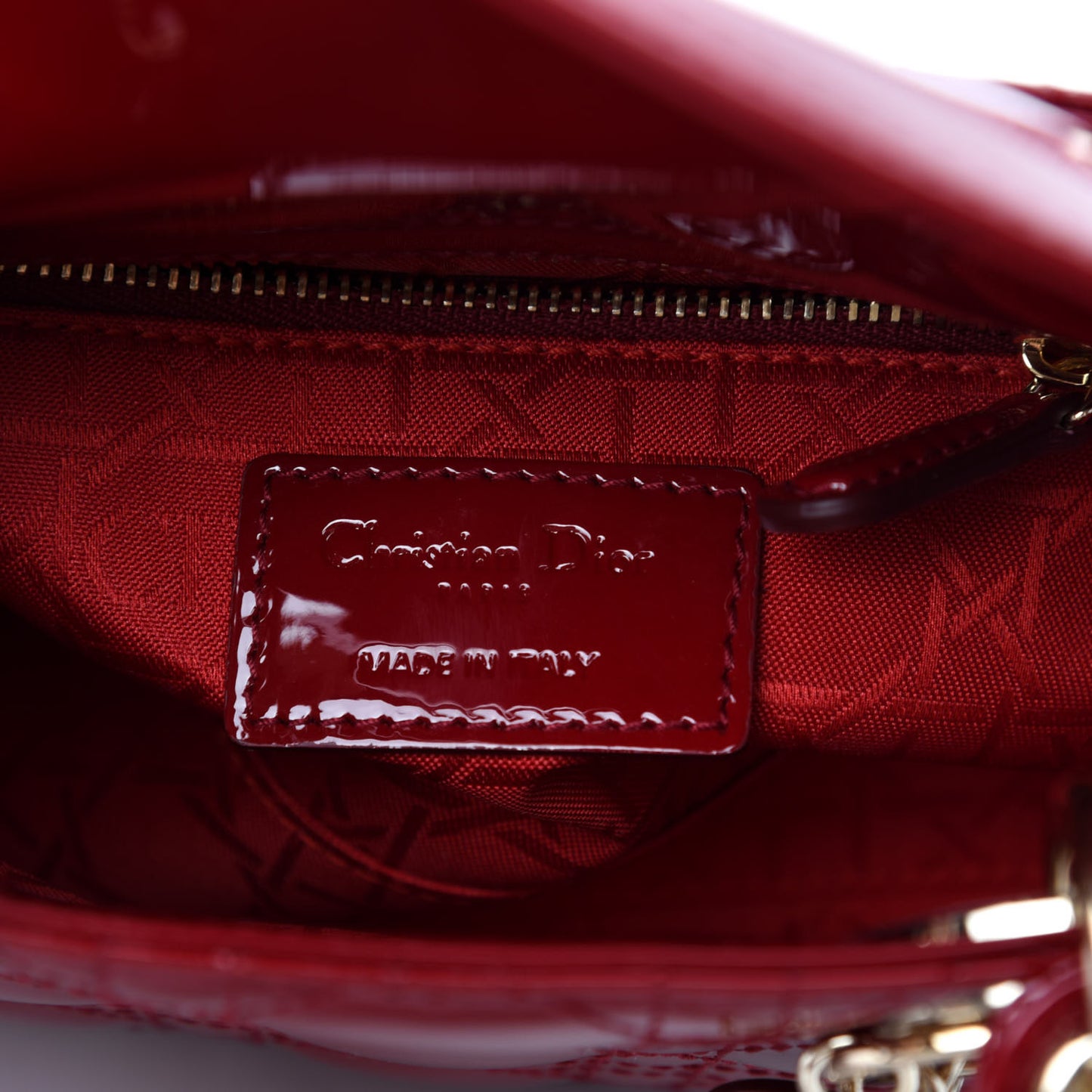 Patent Cannage Mini Lady Dior Red