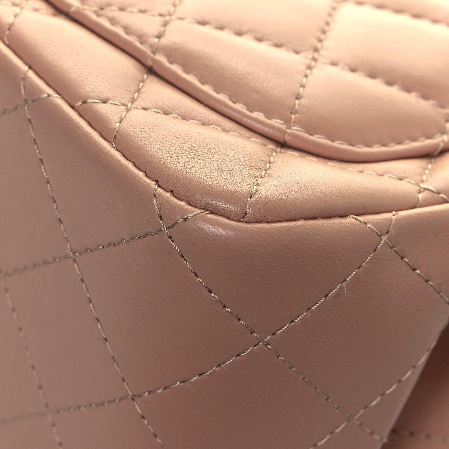 Lambskin Quilted Mini Square Flap Beige