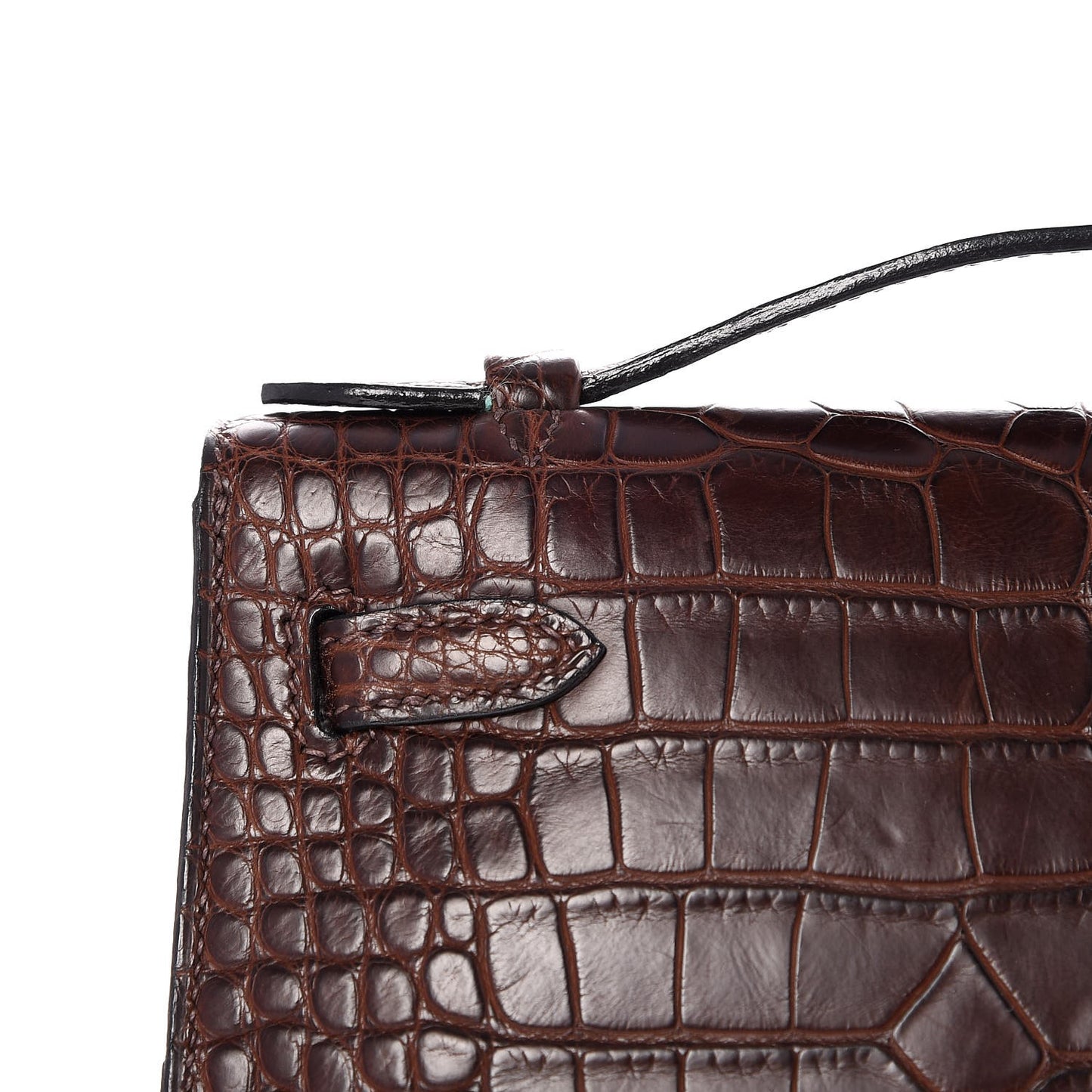 Matte Niloticus Crocodile Kelly Pochette Havane