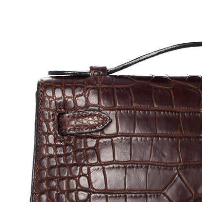 Hermes Matte Niloticus Crocodile Kelly Pochette Havane 20 of 23