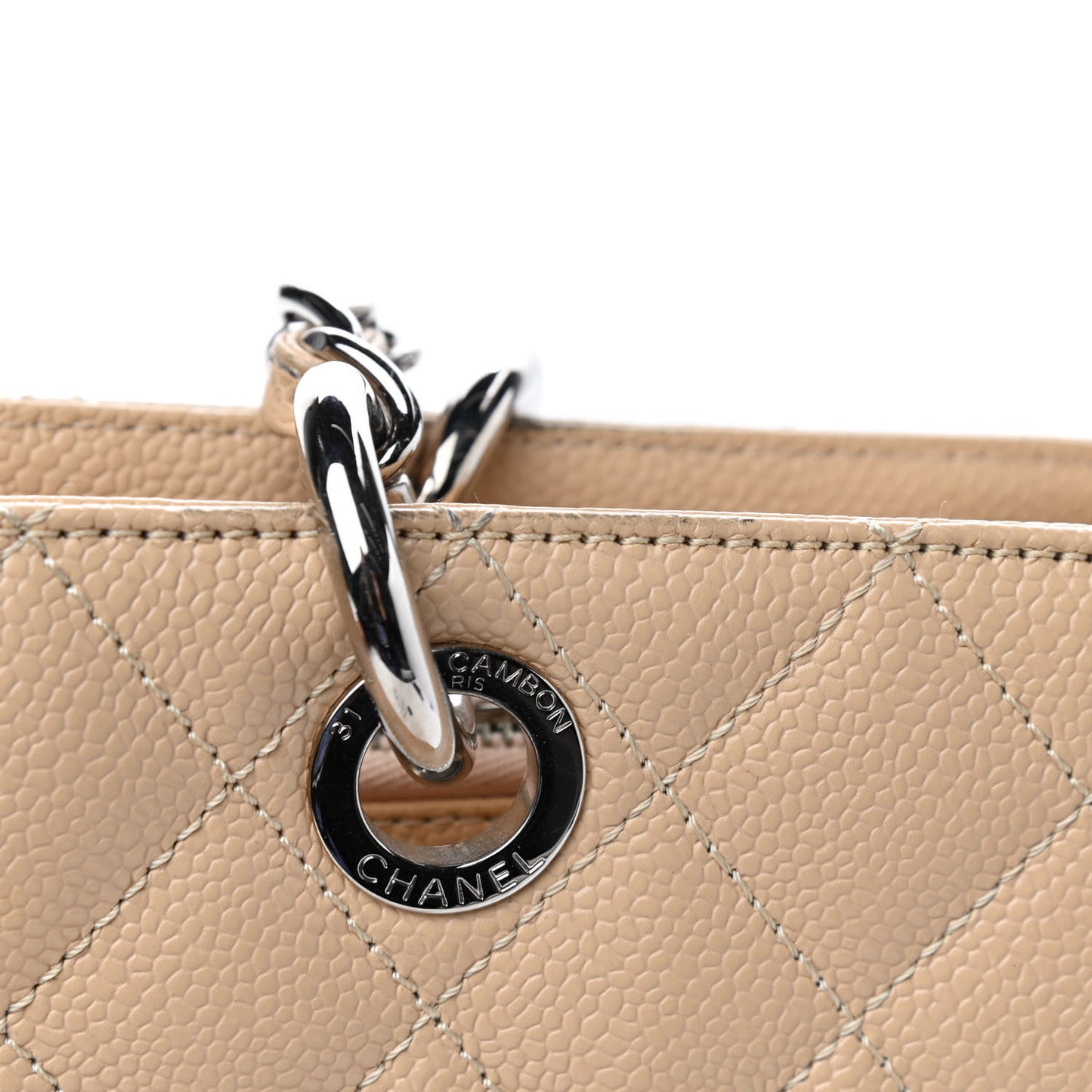Caviar Quilted Grand Shopping Tote GST Beige