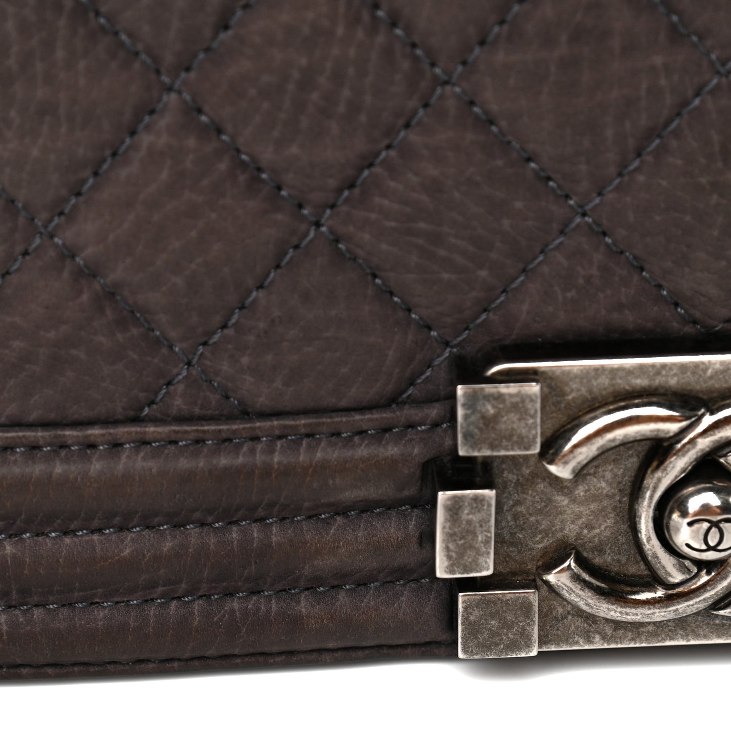Nubuck Quilted Medium Boy Flap Grey