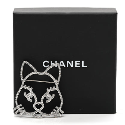 Chanel Strass Crystal Emoji Choupette Cat Brooch Silver 6 of 6