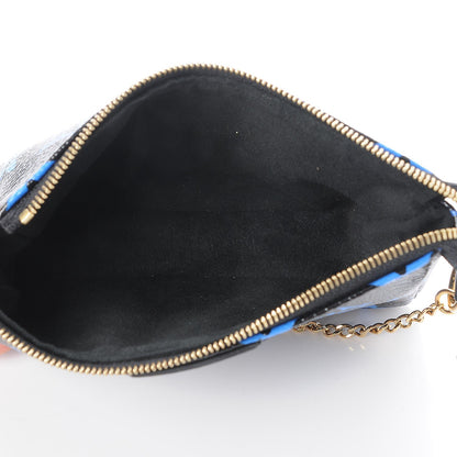 Louis Vuitton Colored Monogram Mini Pochette Accessories Blue Black 5 of 7