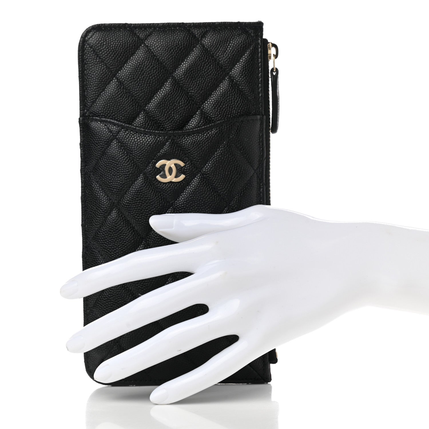 Chanel Caviar Quilted Classic Flat Wallet Pouch Black 2 of 7