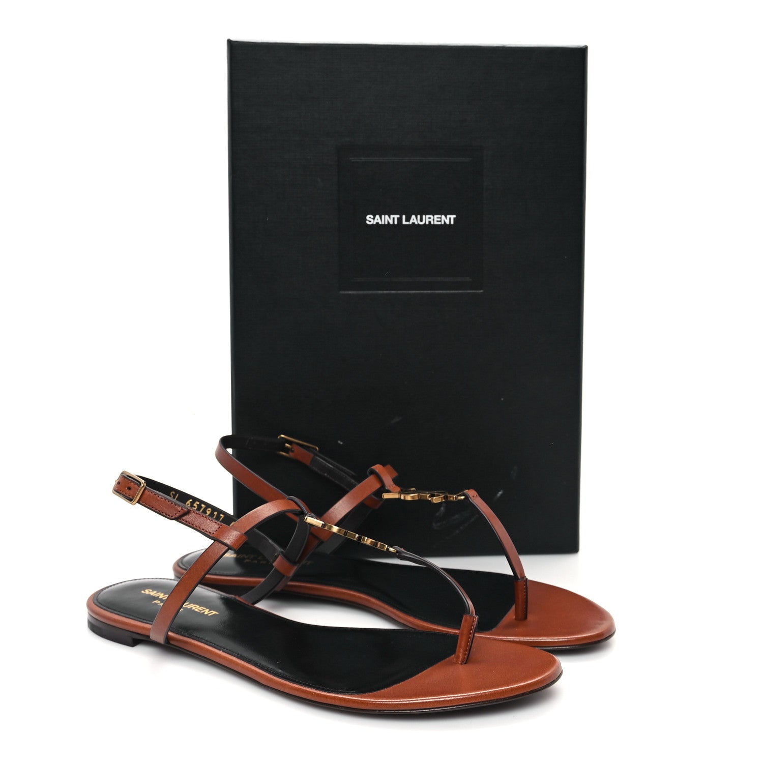 Saint Laurent Calfskin Maine Cassandra Monogram 05 Sandals 40 New Papaya 10 of 10