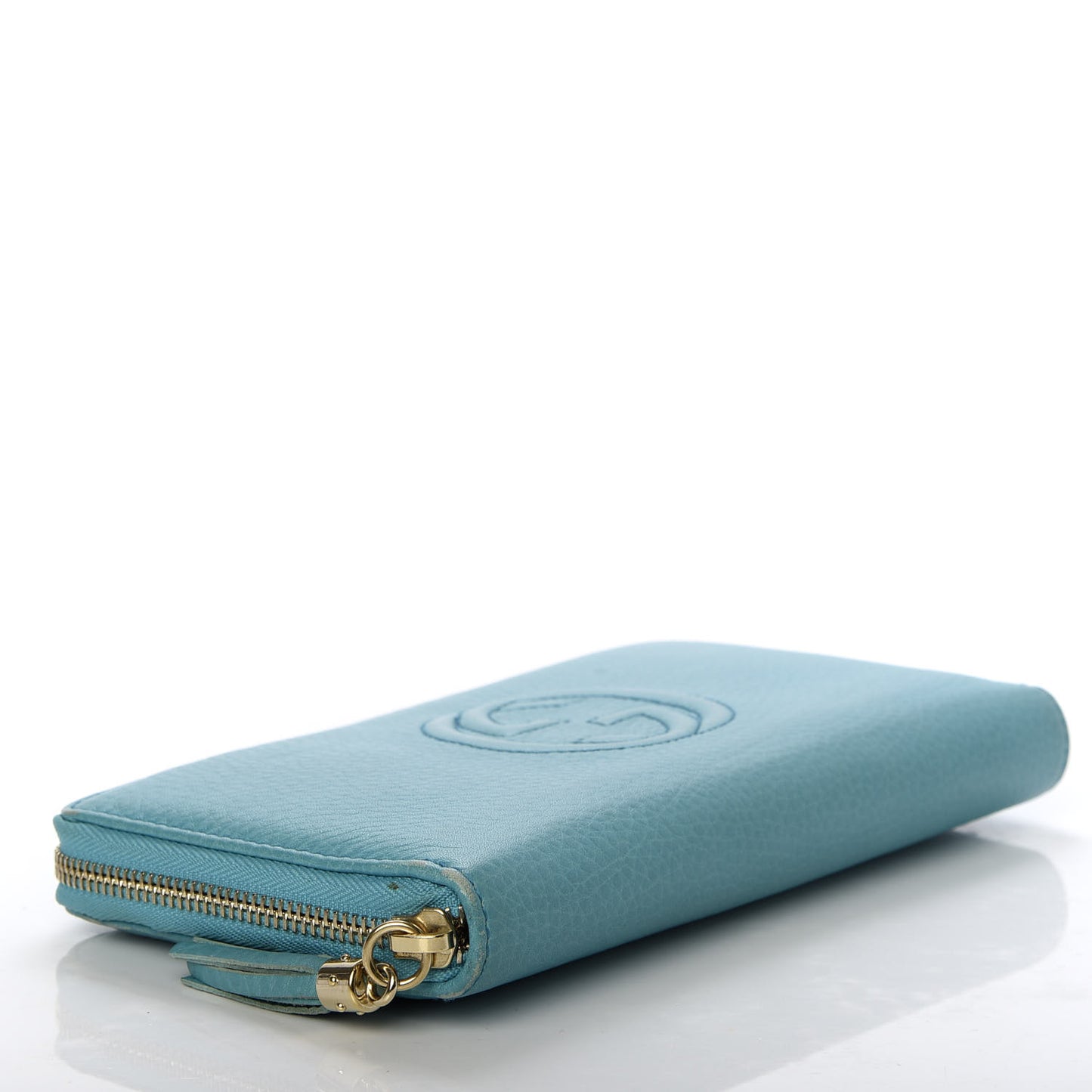 Pebbled Calfskin Soho Zip Around Wallet Deep Cobalt