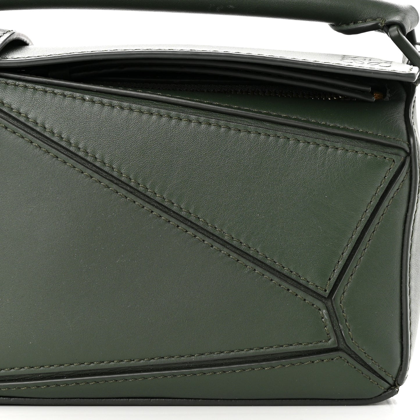 Satin Calfskin Mini Puzzle Bag Vintage Khaki