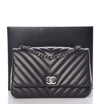 Chanel Lambskin Surpique Chevron Medium Single Flap Grey 1 of 8