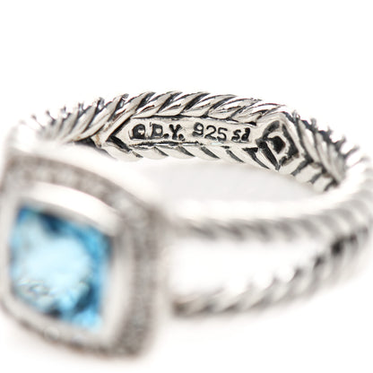 David Yurman Sterling Silver Diamond Blue Topaz 7mm Petite Albion Ring 53 6.25 4 of 4