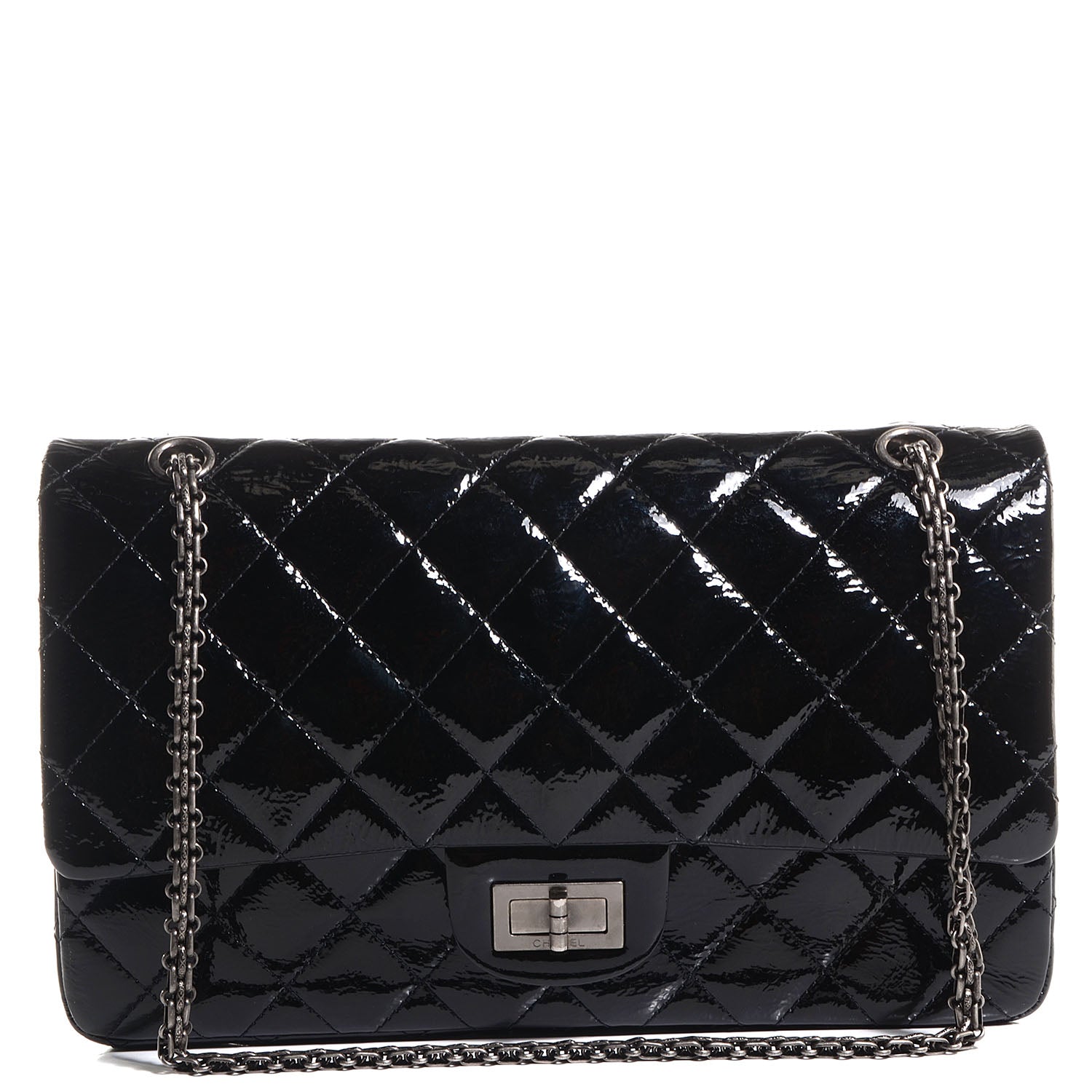 Chanel Distressed Patent 2.55 Reissue 227 Black 1 of 9