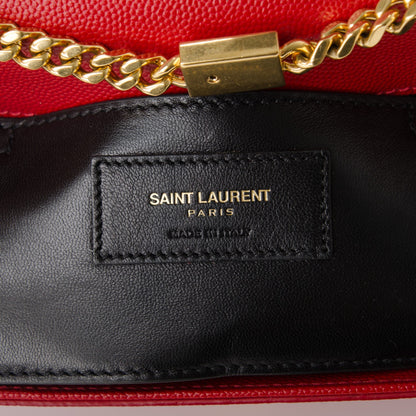 Saint Laurent Grain De Poudre Small Classic Monogram Satchel Vermillion 7 of 7