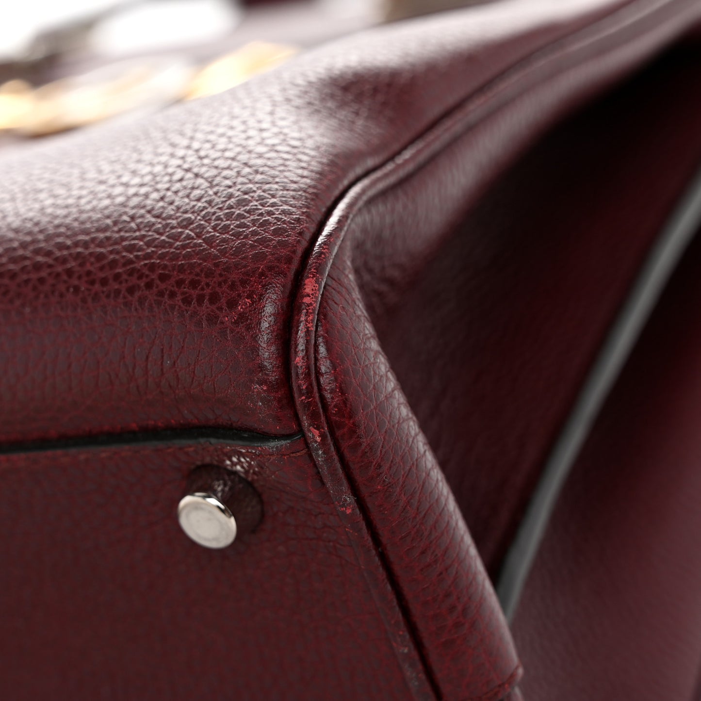 Grainy Calfskin Medium Zumi Top Handle Bag Vintage Bordeaux