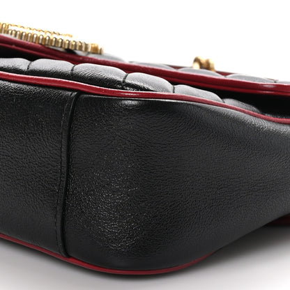 Gucci Vintage Effect Calfskin Matelasse Diagonal Small Torchon GG Marmont Shoulder Bag Black Romantic Cherry 9 of 10