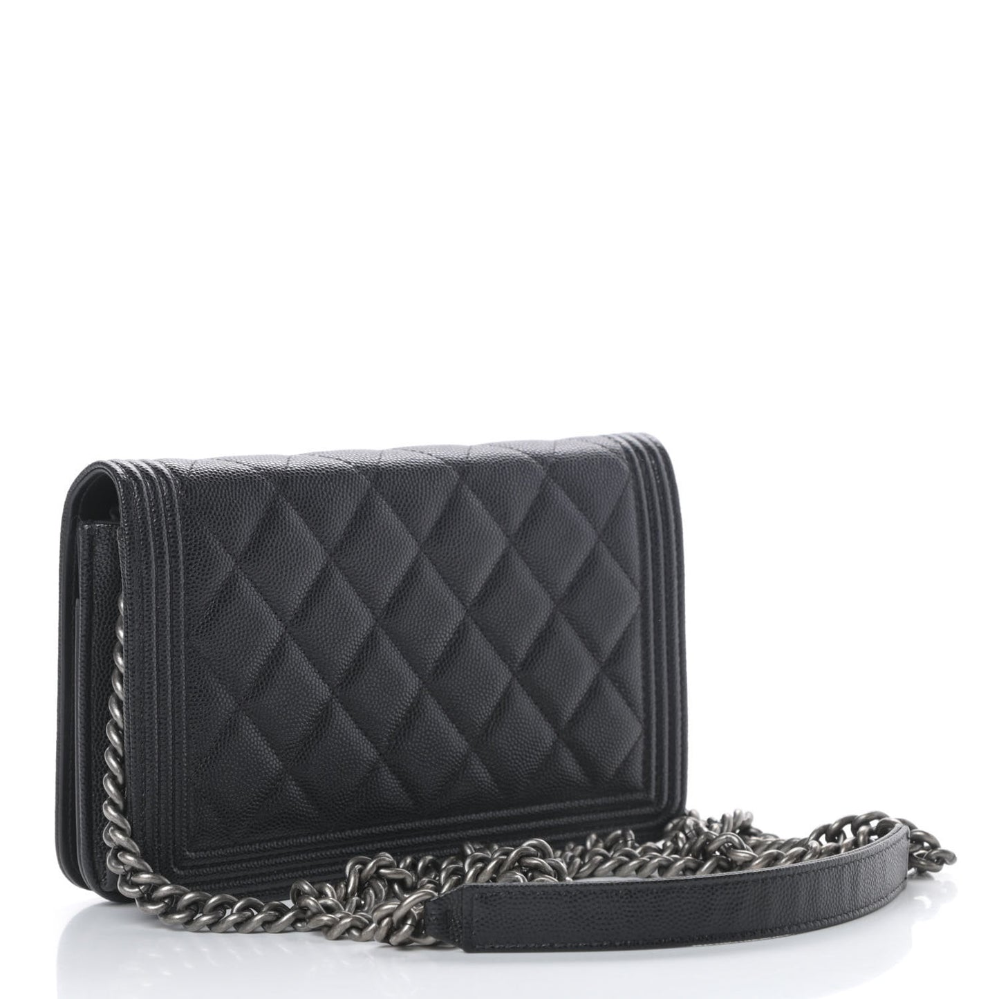 Caviar Quilted Boy Wallet On Chain WOC Black