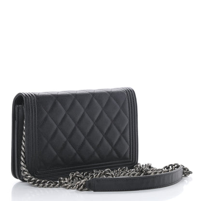 Chanel Caviar Quilted Boy Wallet On Chain WOC Black 3 of 16
