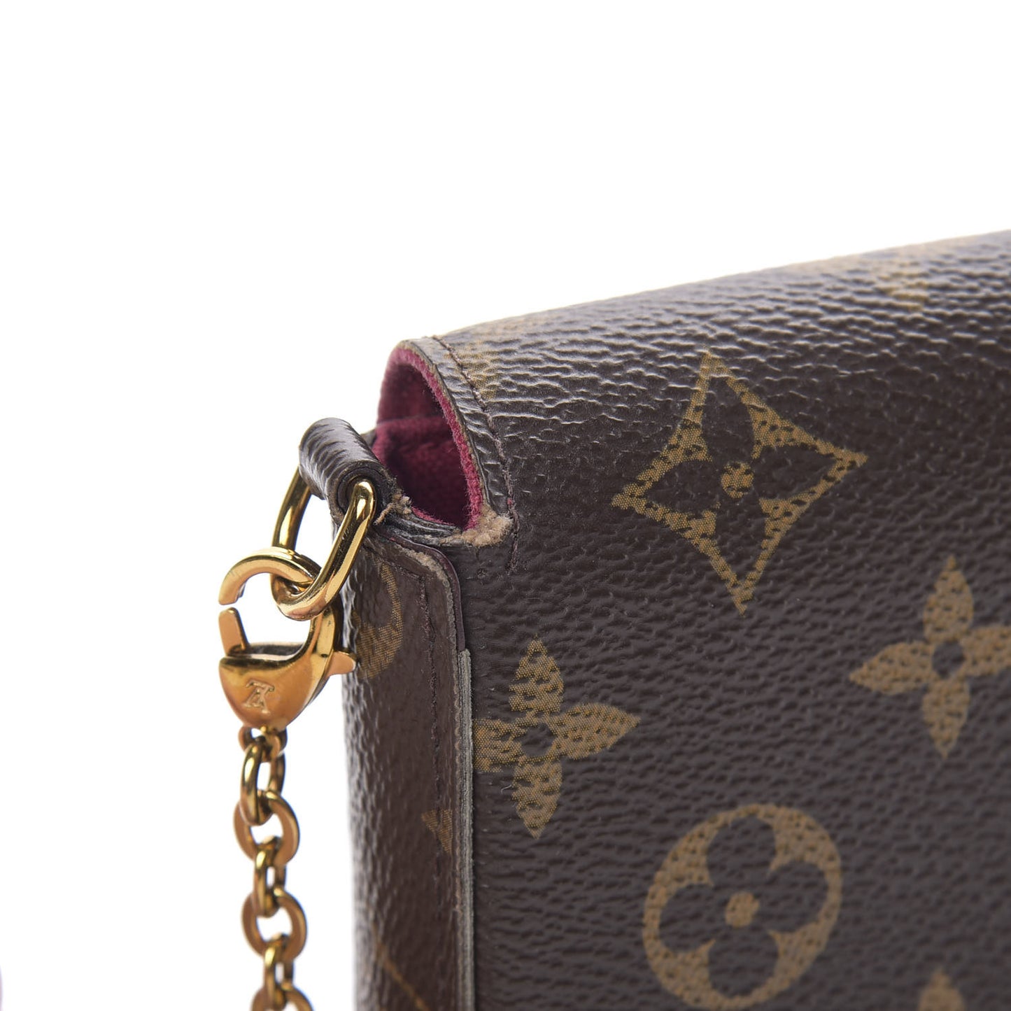 Monogram Pochette Felicie Chain Wallet Fuchsia