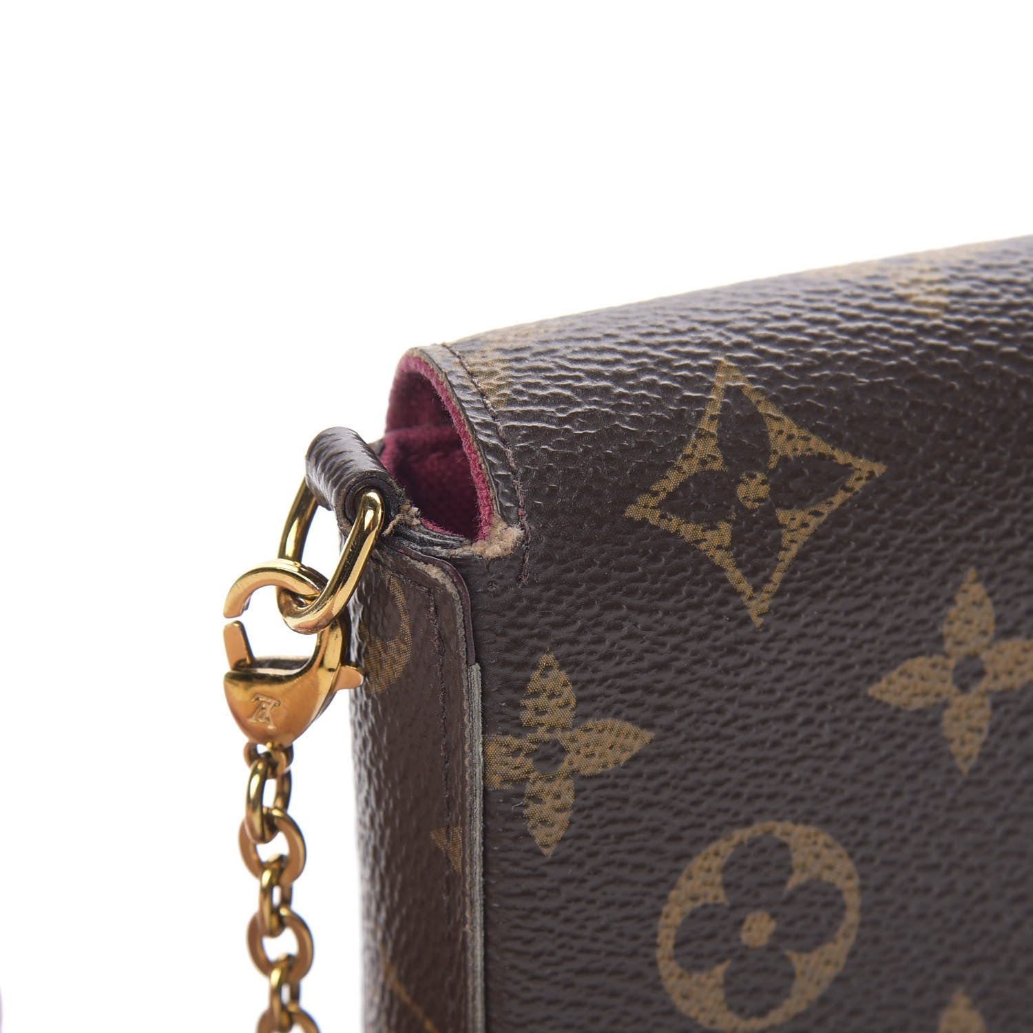 Louis Vuitton Monogram Pochette Felicie Chain Wallet Fuchsia 18 of 24