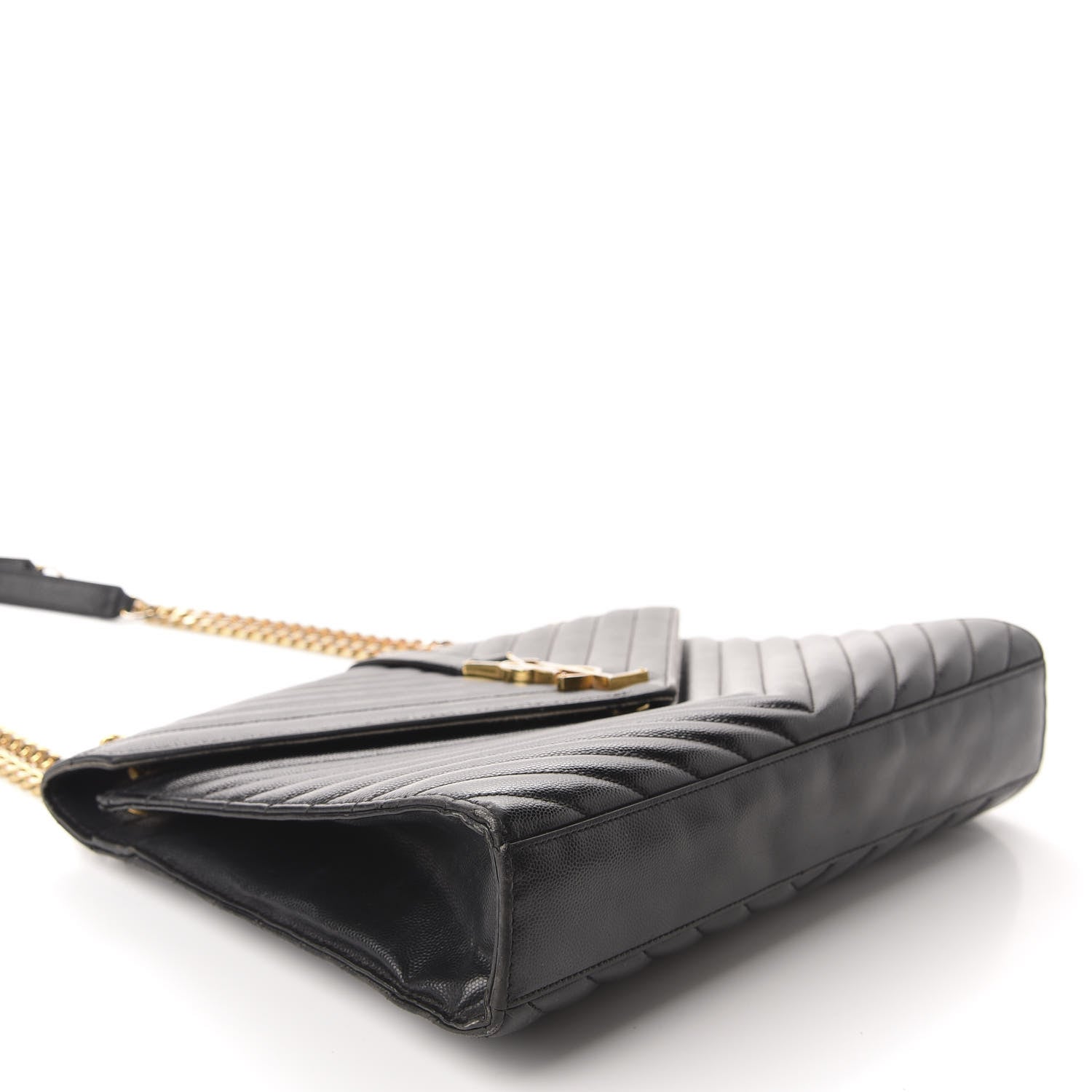 Saint Laurent Grain De Poudre Matelasse Chevron Large Monogram Satchel Black 4 of 17