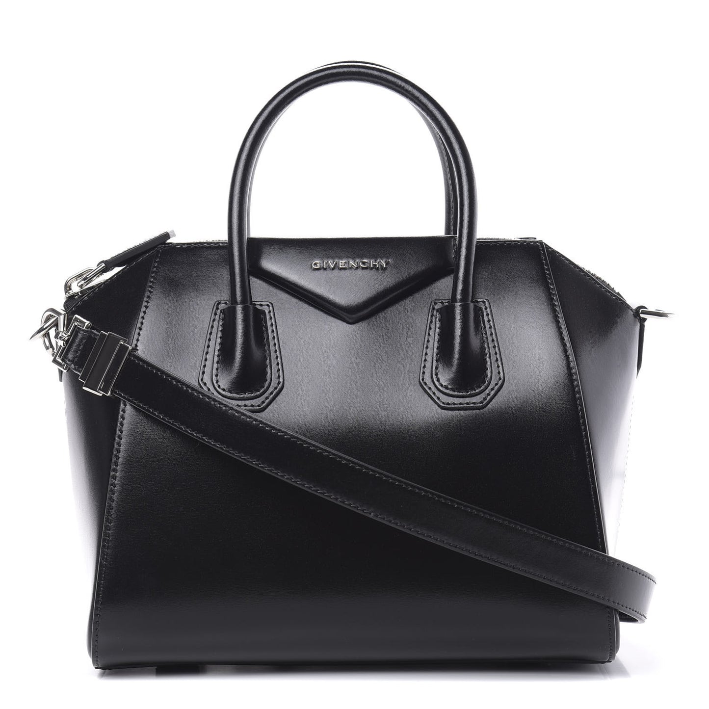 Shiny Lord Calfskin Small Antigona Black