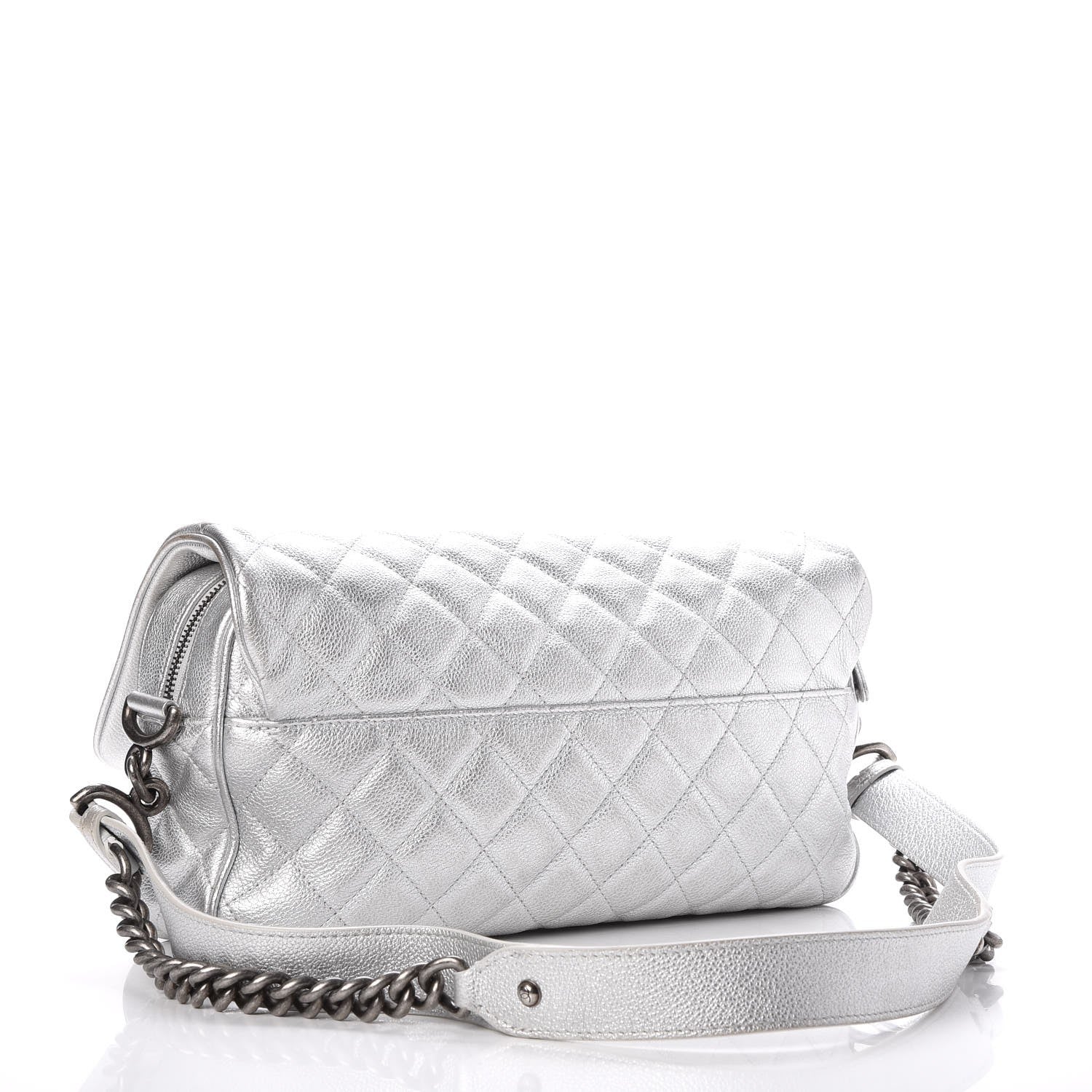 Chanel Metallic Calfskin Quilted Medium Casual Rock Flap Silver 3 of 15