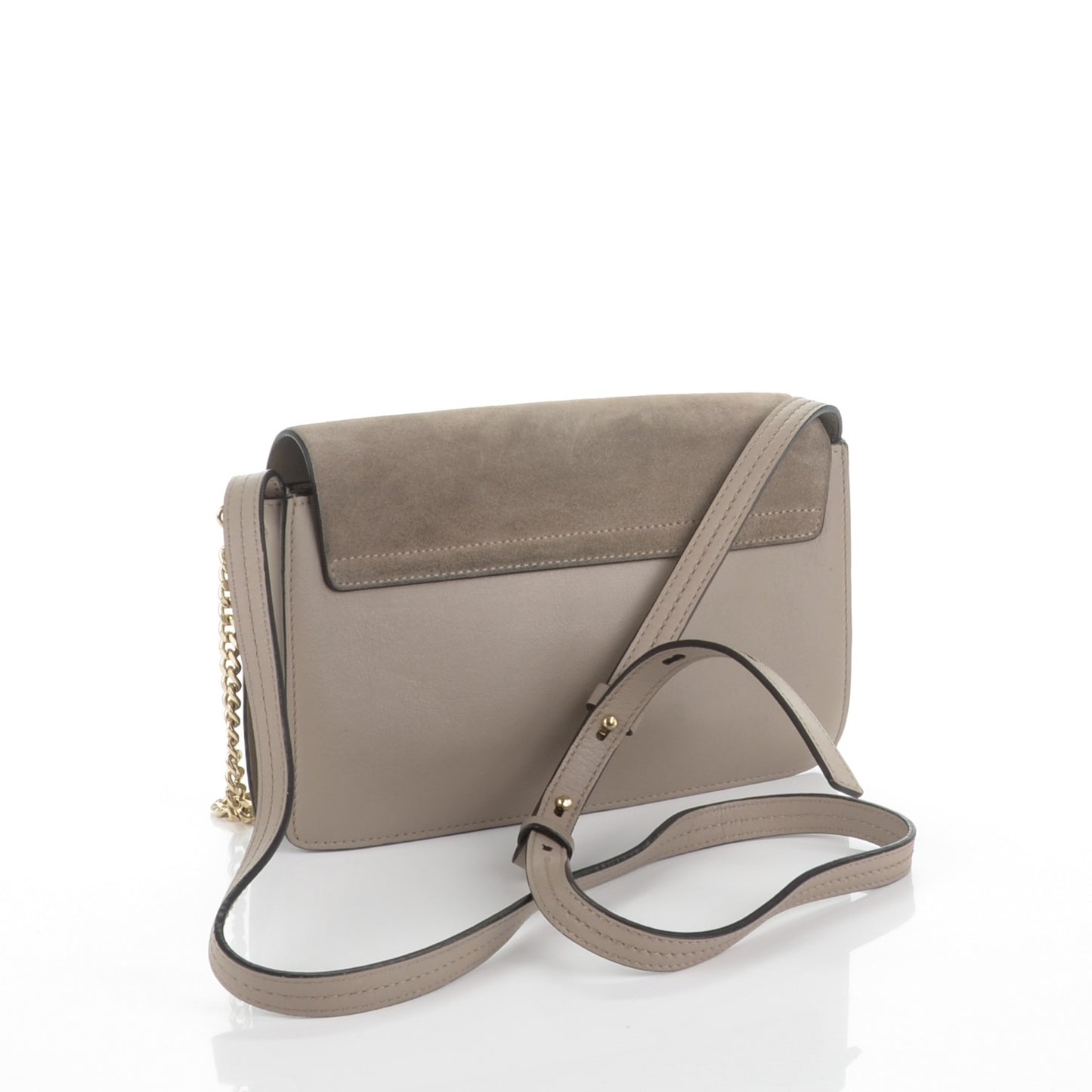 Suede Calfskin Small Faye Shoulder Bag Motty Grey