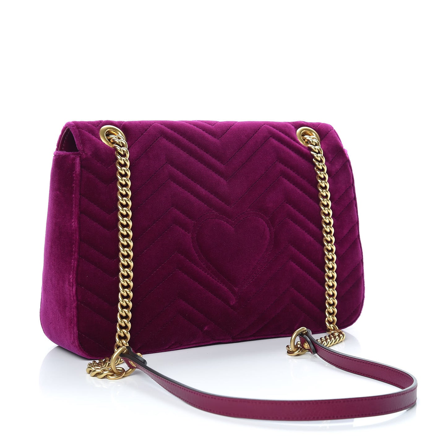Velvet Matelasse Medium GG Marmont Shoulder Bag Fuchsia Violet Cyclamen