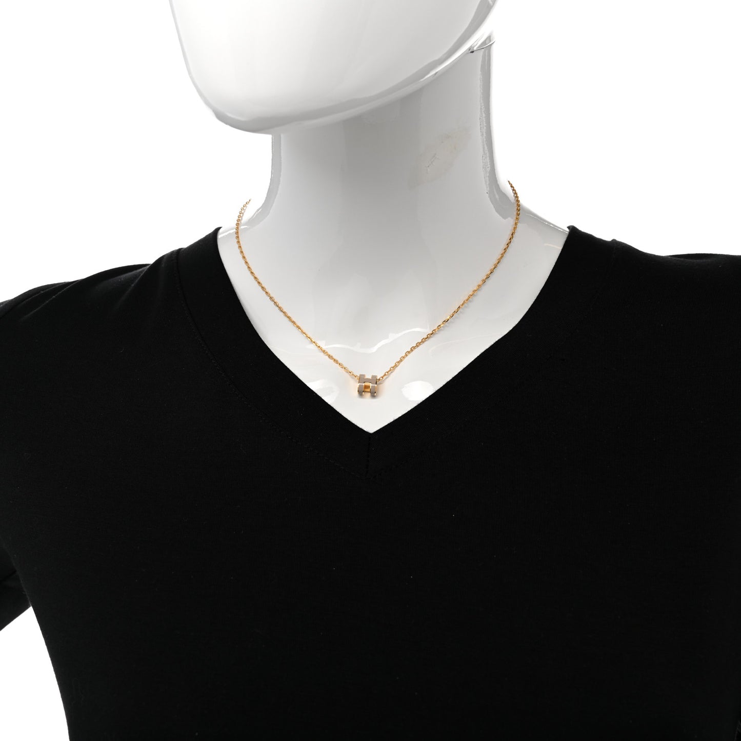 Lacquered Gold Mini Pop H Pendant Necklace Marron Glace