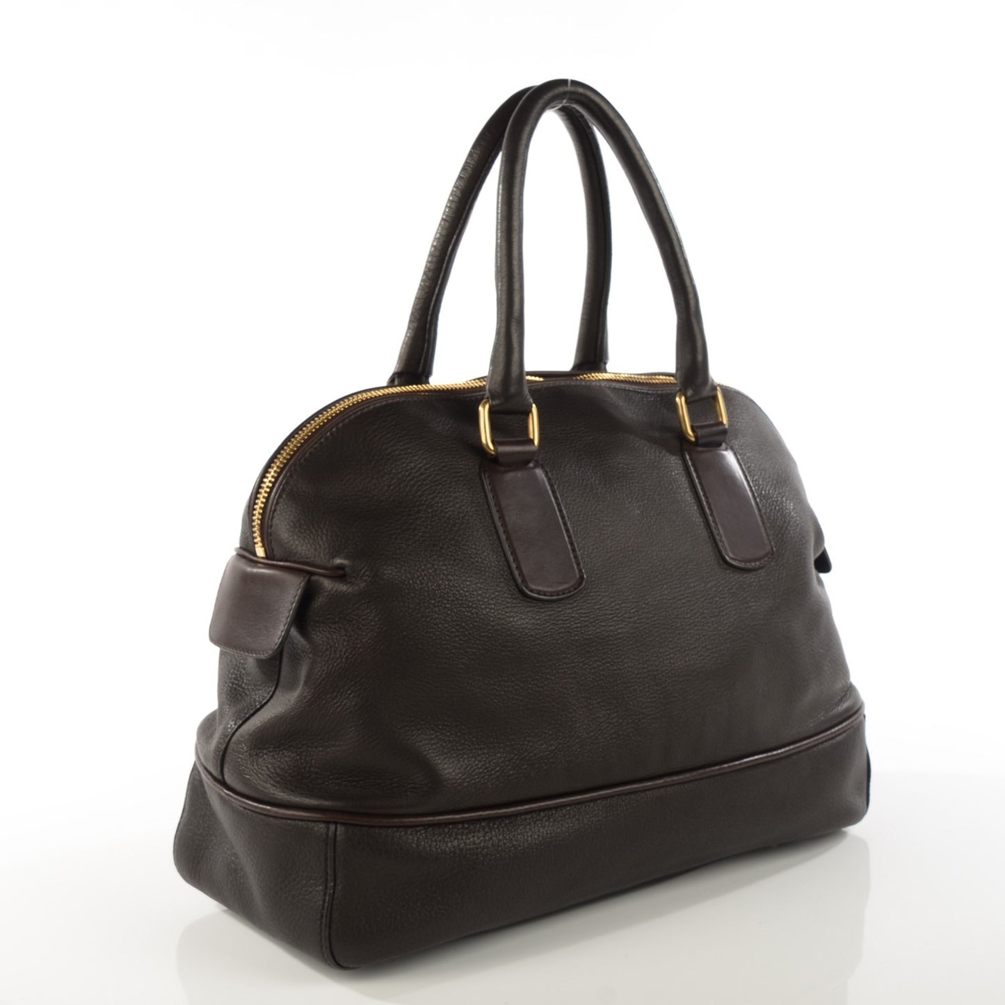 Calfskin Bowler Bag Dark Brown