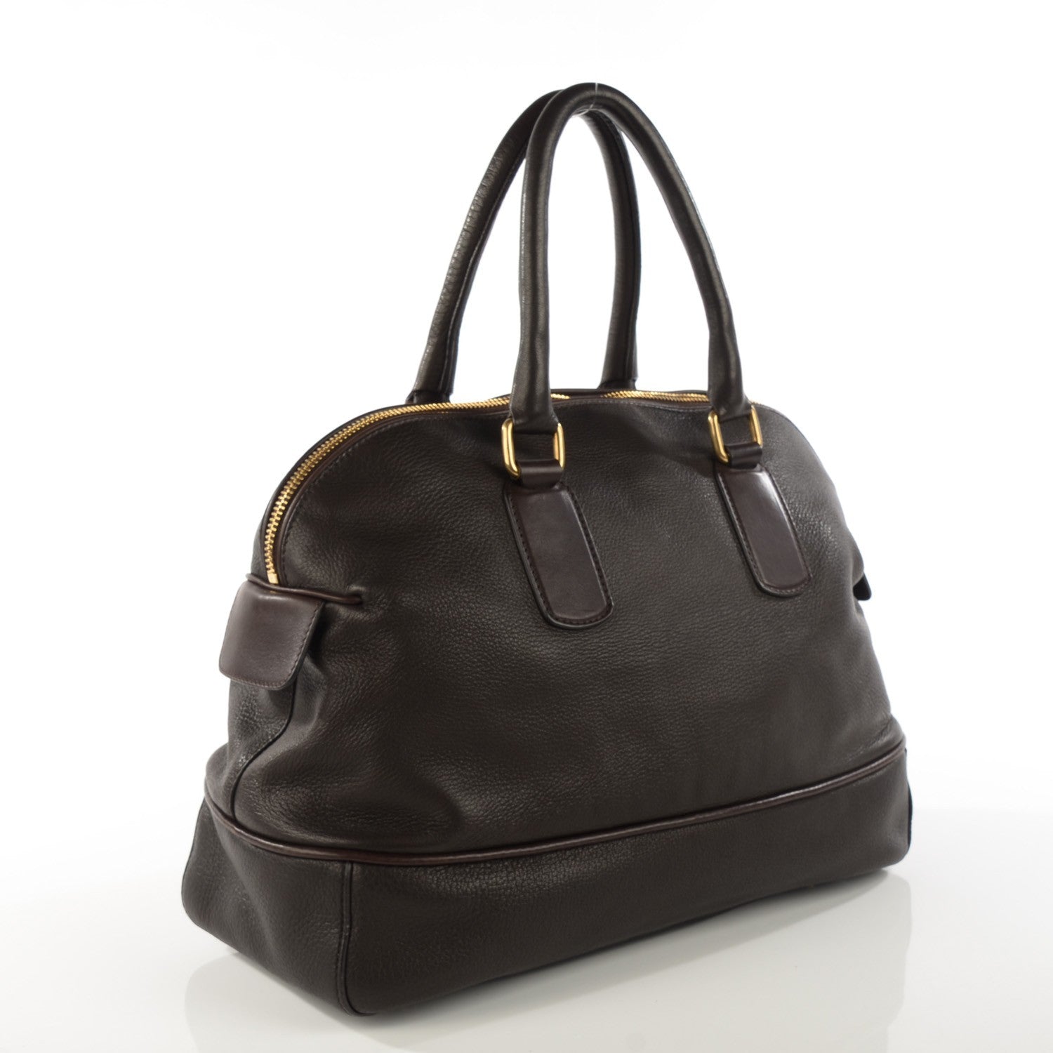 Celine Calfskin Bowler Bag Dark Brown 3 of 7