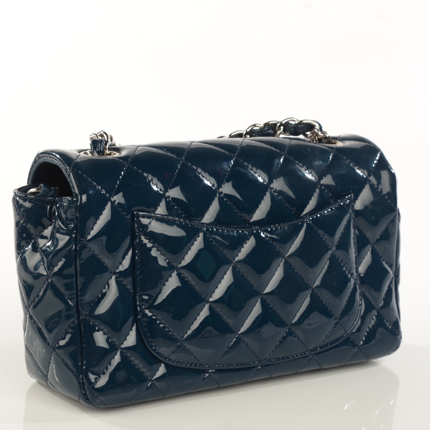 Chanel Patent Calfskin Quilted Mini Rectangular Flap Navy Blue 3 of 9