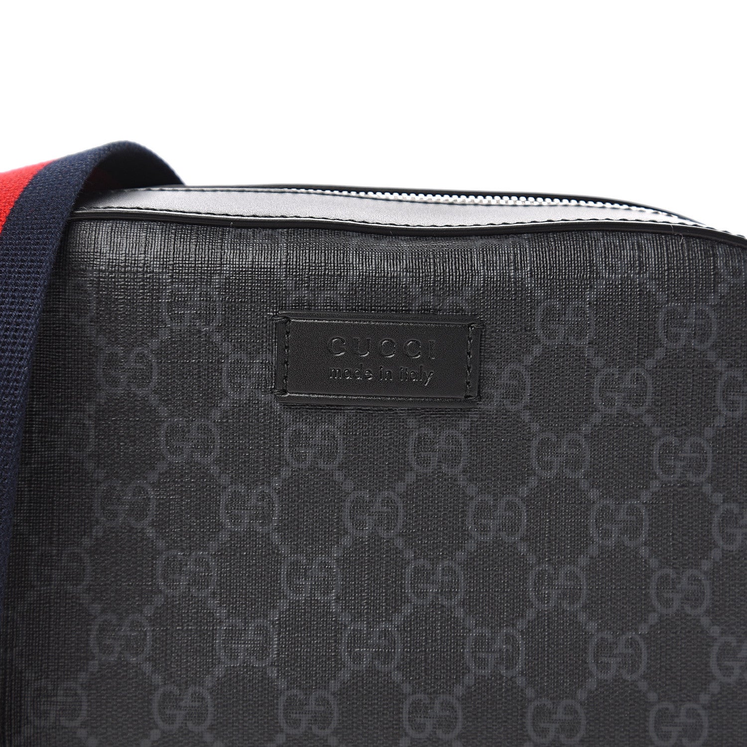 Gucci GG Supreme Monogram Web Shoulder Bag Black Grey 9 of 10