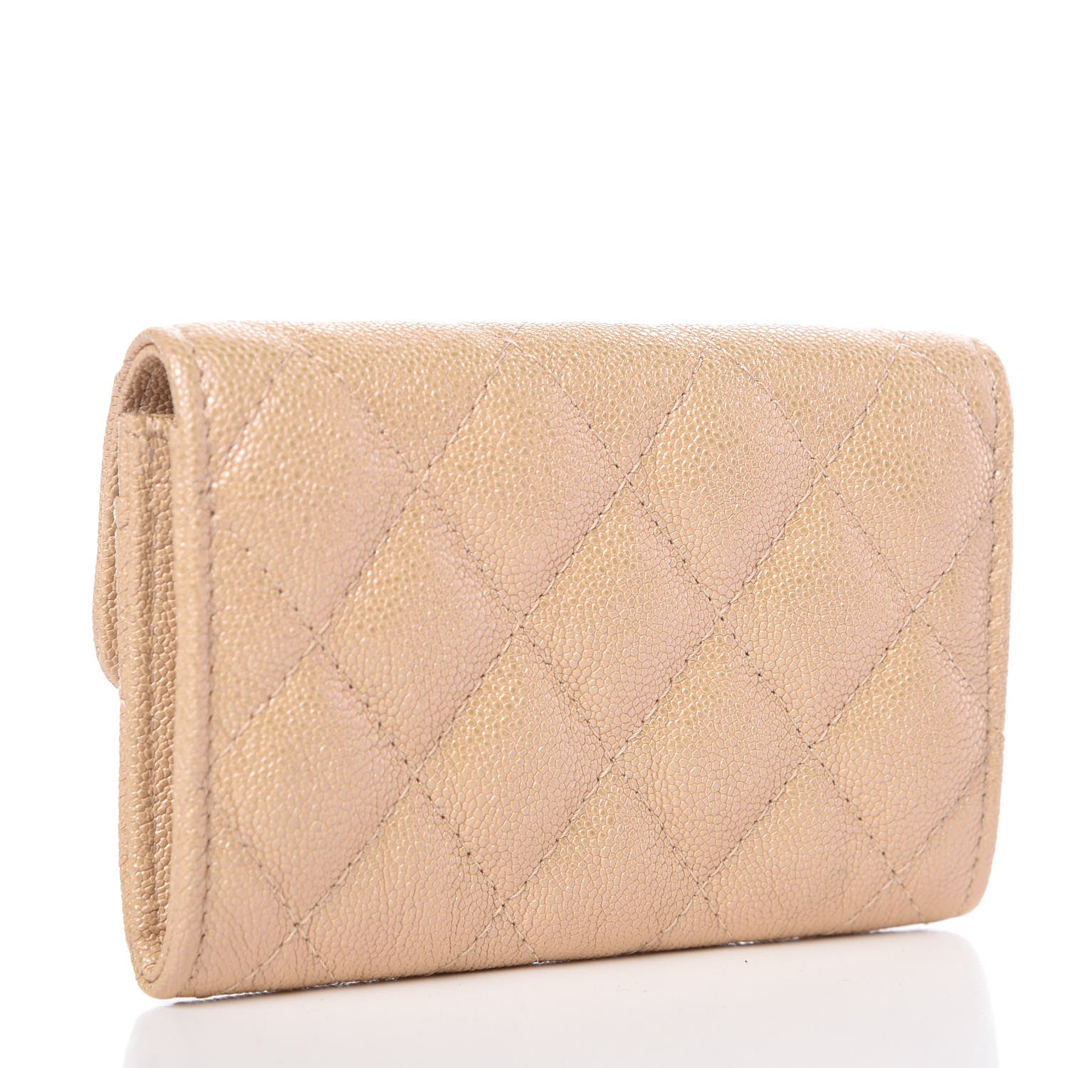 Chanel Iridescent Caviar Quilted Flap Card Holder Beige 3 of 9