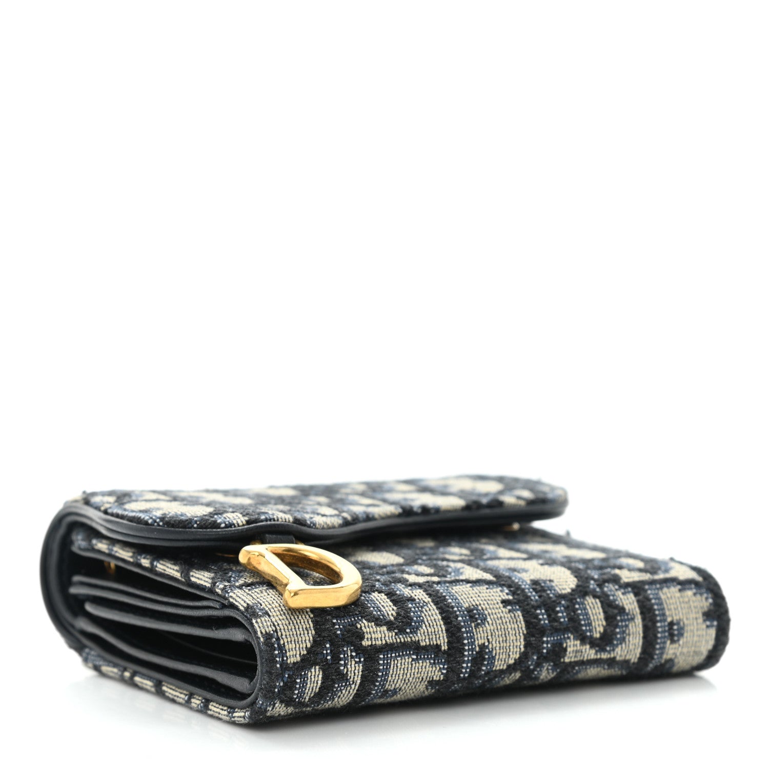 Christian Dior Oblique Saddle Lotus Wallet Blue 4 of 7